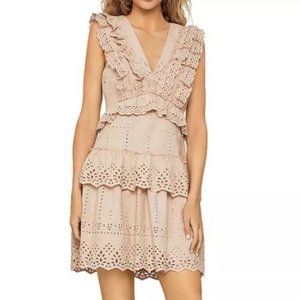 BCBG Maxazria Eyelet Ruffled Mini Dress